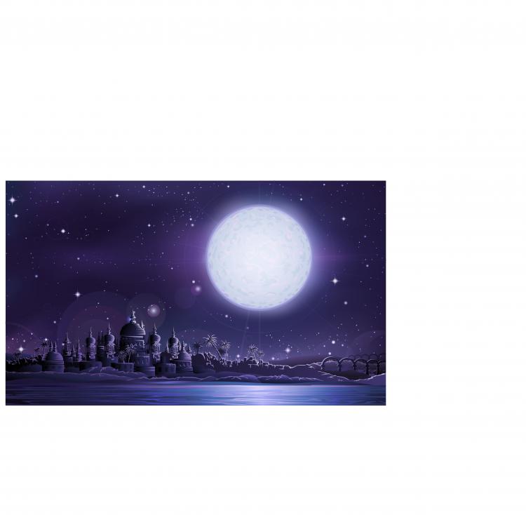 free vector Under the full moon the ancient city of vector ancient city under full moon